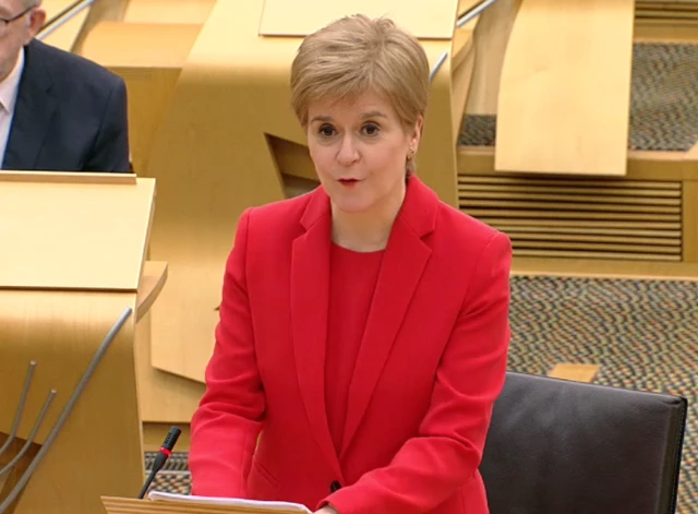 Nicola Sturgeon addressing Scottish Parliament