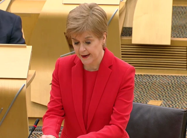 Nicola Sturgeon addressing Scottish parliament