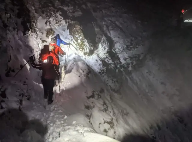 Wasdale Mountain Rescue volunteers in snow