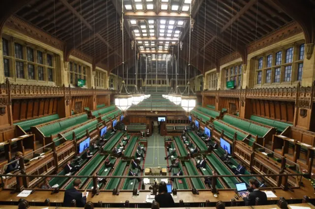 The view of the Commons chamber from the press gallery