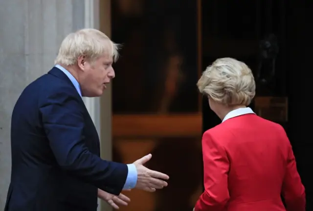 Boris Johnson and Ursula von der Leyen outside No 10 in January