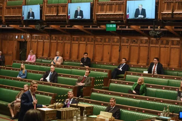 Boris Johnson taking PMQs by video link