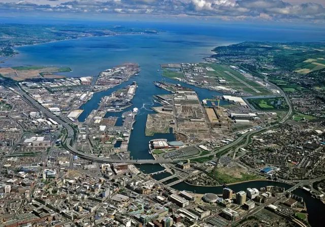 Aerial view of Port of Belfast