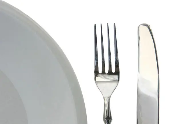 Fork knife and plate