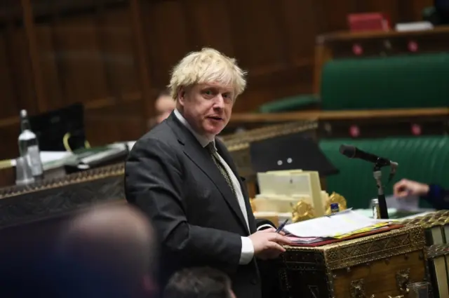 Boris Johnson at Prime Minister's Questions this afternoon