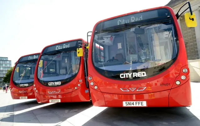 City Red buses