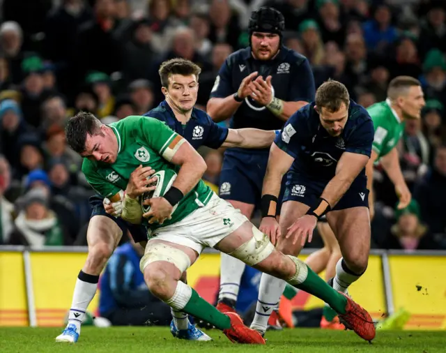 Peter O'Mahony is tackled