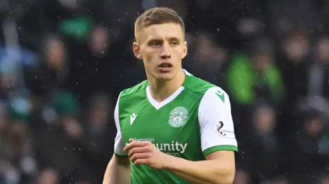 Greg Docherty made his Hibs debut as a second-half substitute