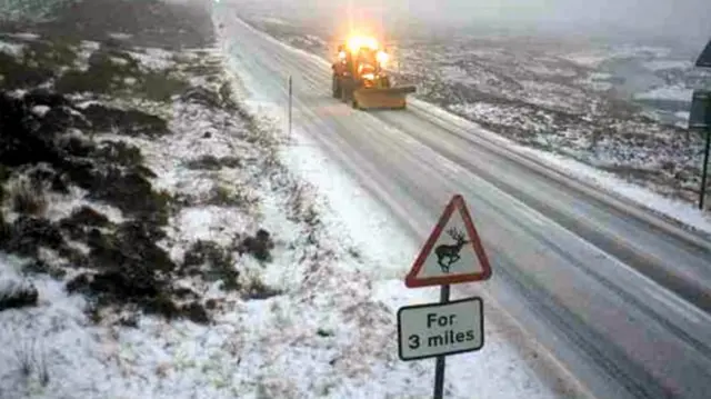 There were difficult driving conditions on the A82 and many other roads across Scotland