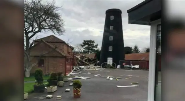 Storm Ciara tears sails off Burgh le Marsh windmill