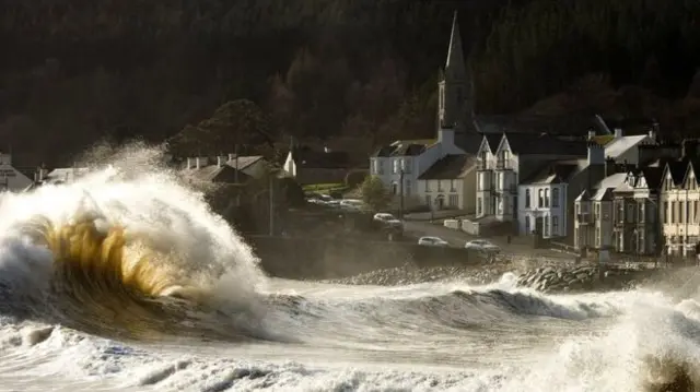 Strong winds have lashed Newcastle, County Down