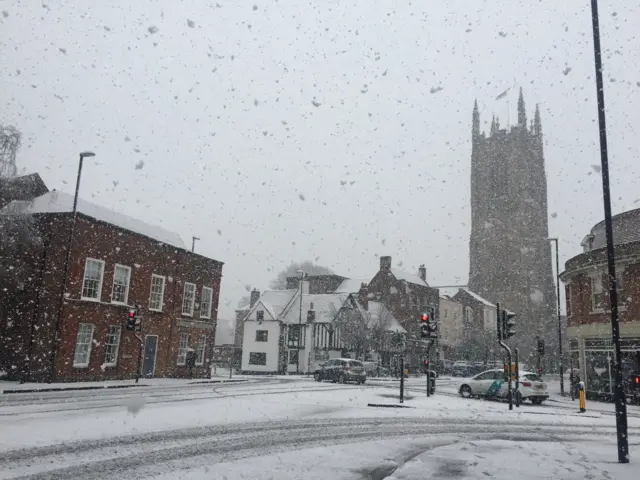 Snow at Derby Cathedral