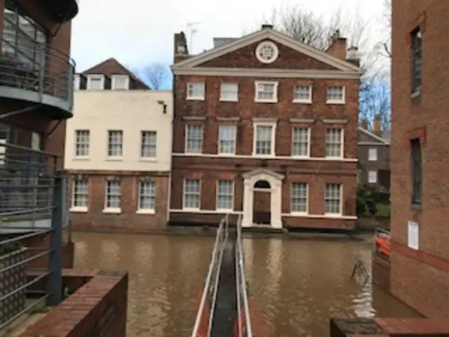 Flooded road in York