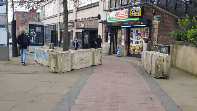 Bollards on the road