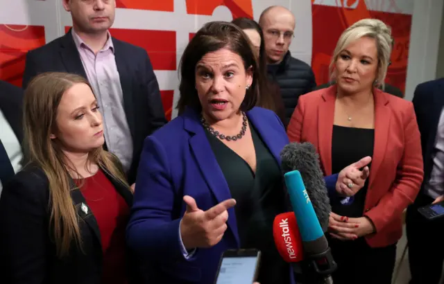 Mary Lou McDonald with Sinn Féin colleagues