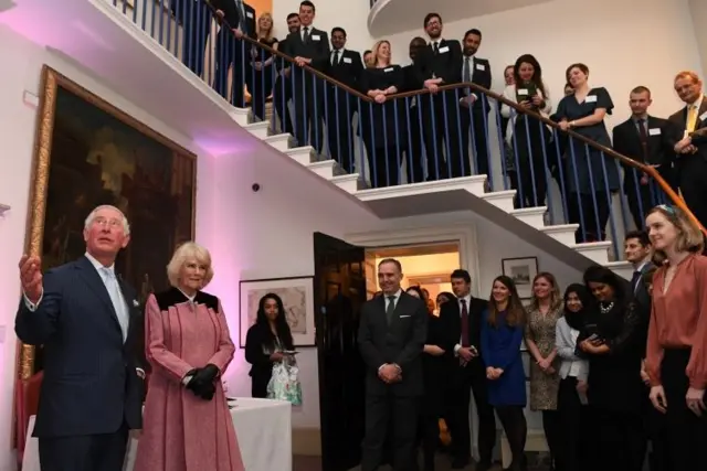 Prince Charles and the Duchess of Cornwall on their visit to the Cabinet Office