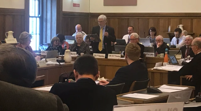 Councillor Peter Thornton in council chamber