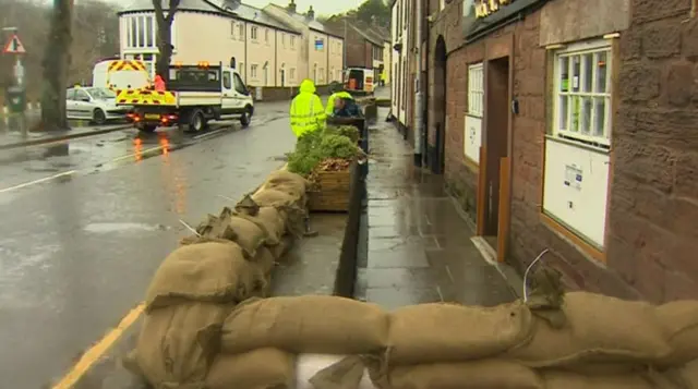 Wall of sandbags