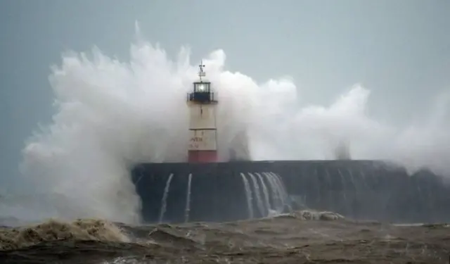 Large areas of the UK were covered by an amber warning for very strong winds, which hit the south coast of England on Sunday morning