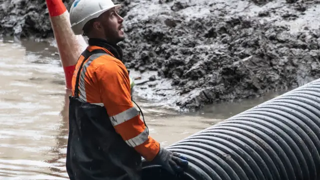 Flood defences in Mytholmroyd, in West Yorkshire.