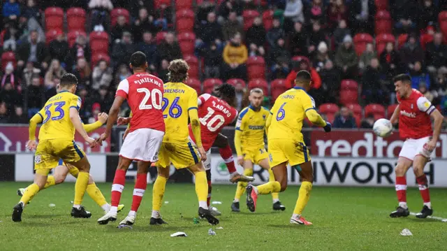 Freddie Ladapo scores for Rotherham