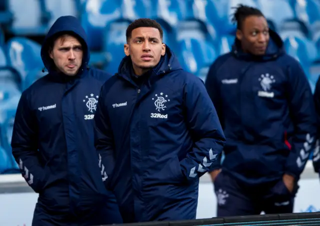 Rangers captain James Tavernier enjoys a pre-match stroll at Ibrox