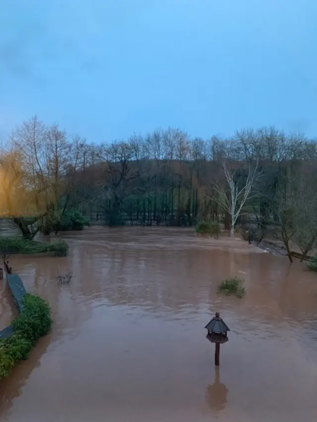 Garden flooded in Pontrilas