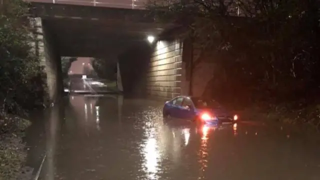 A car in flood water