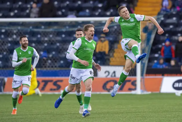 Greg Docherty celebrates his stunning opener