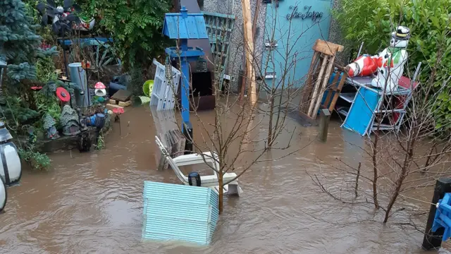 Flooded garden in Rainworth