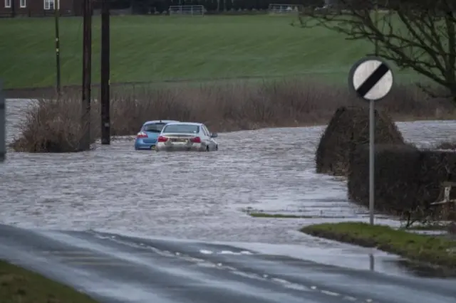 Car stuck in flood water