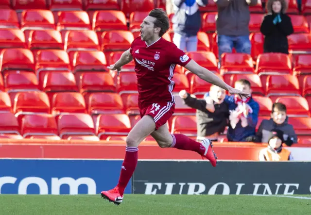 Ash Taylor celebrates Aberdeen's equaliser