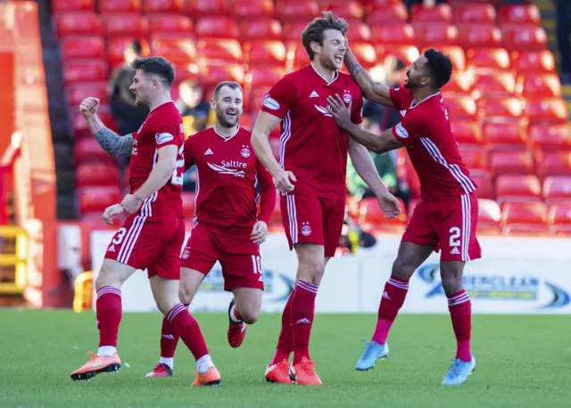 Aberdeen celebrate Ash Taylor's equaliser