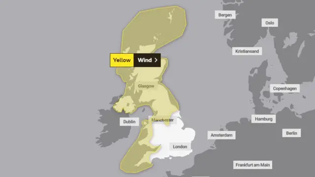 Met Office weather warning map