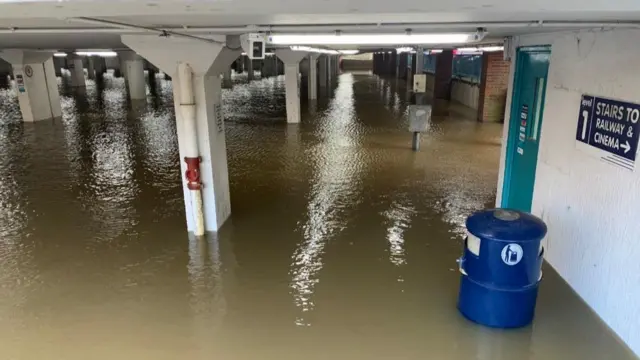 Flooded car park in Guildford