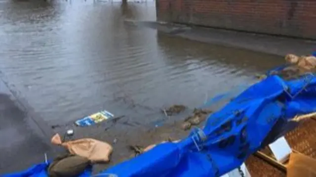 A flood barrier at the River Wey