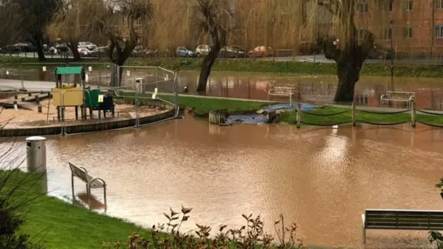 Flooding in Victoria Park, Stafford