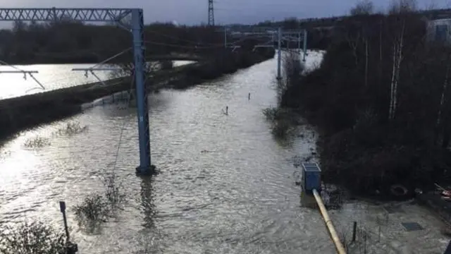 Track underwater near Rotherham