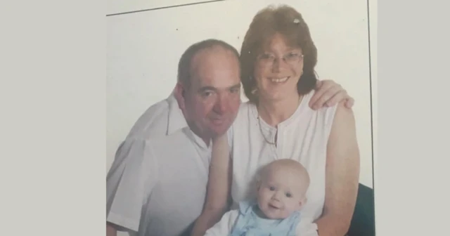 Yvonne Booth pictured with her late husband and son