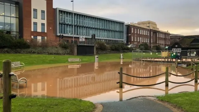 Flooding in Victoria Park, Stafford