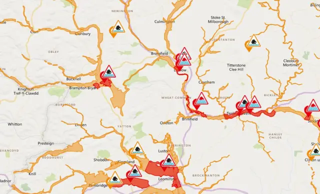 Flood warning map