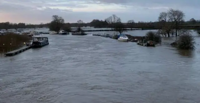 The flooded River Ouse at Naburn, a village six miles south of York.