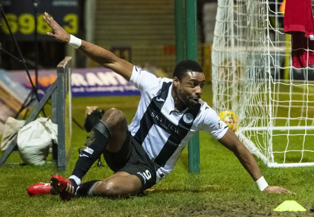 St Mirren's Jonathan Obika celebrates