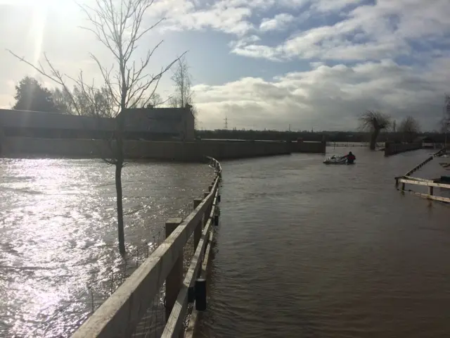 Flooded property near Cavendish Bridge