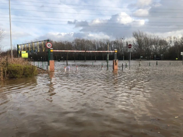 Park and ride flooded