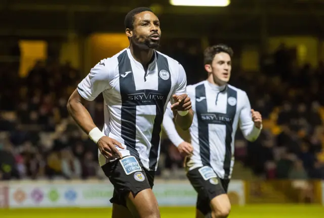 St Mirren's Jonathan Obika celebrates