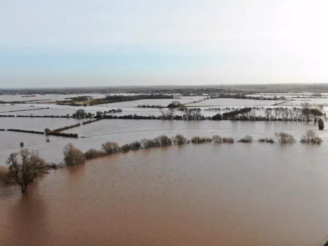 Flooded fields in Nottinghamshire