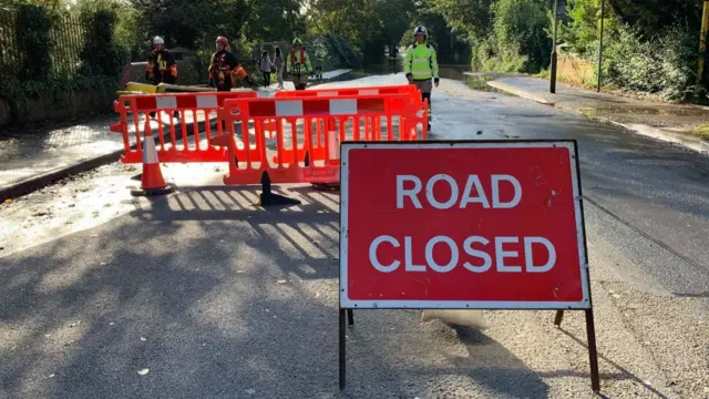 Road closed sign