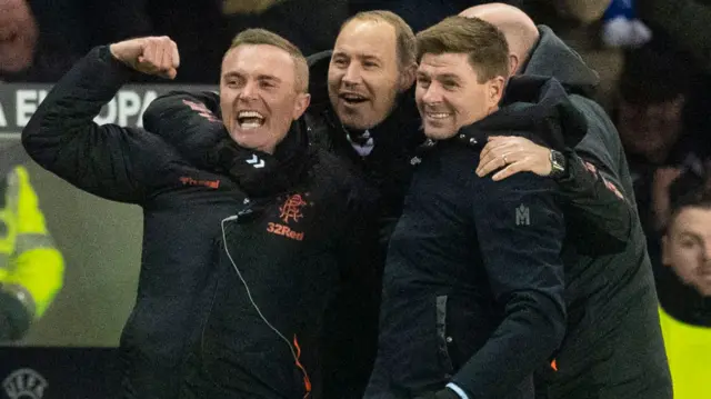 Steven Gerrard (right) celebrates at Ibrox