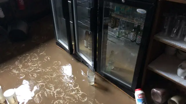 Flood damage in restaurant